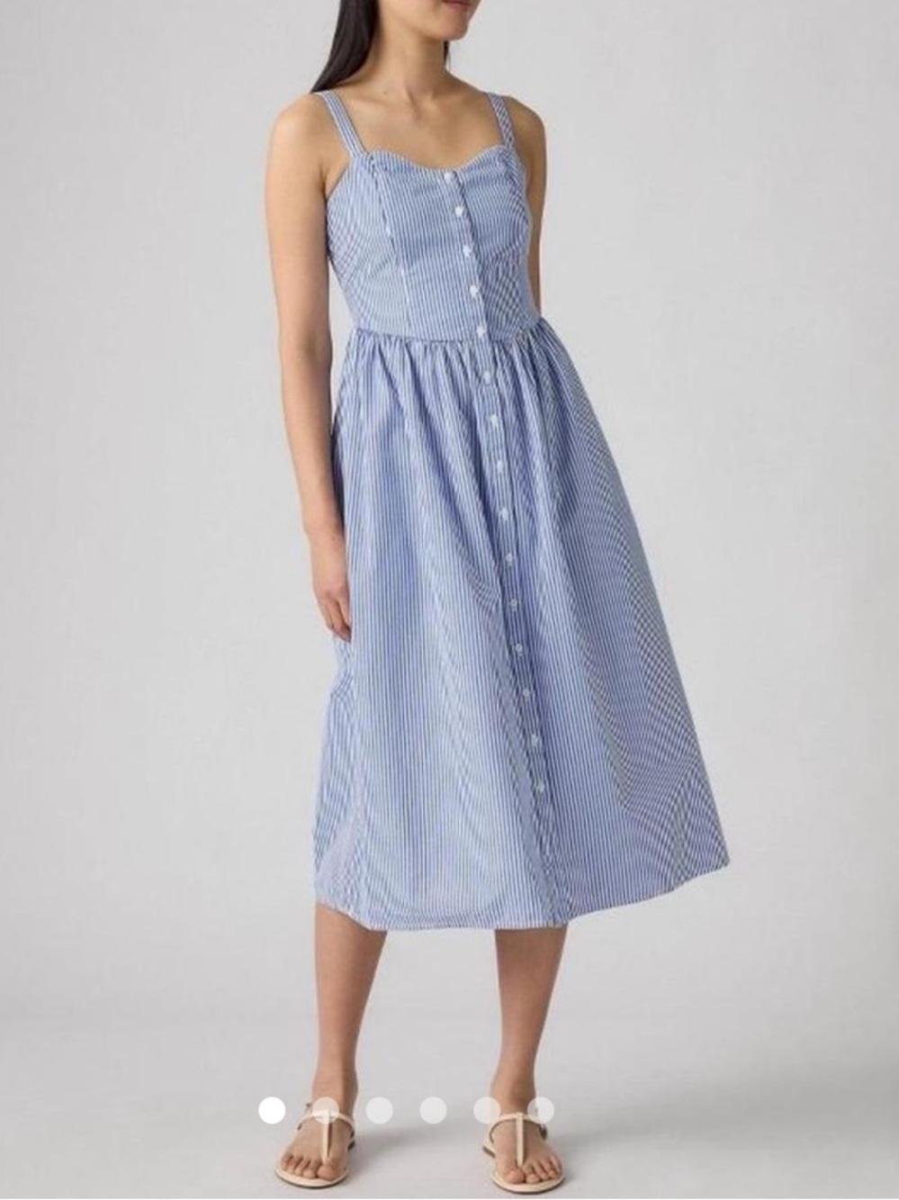 Levi’s adore Blue Pinstripe Button-Front midi dress